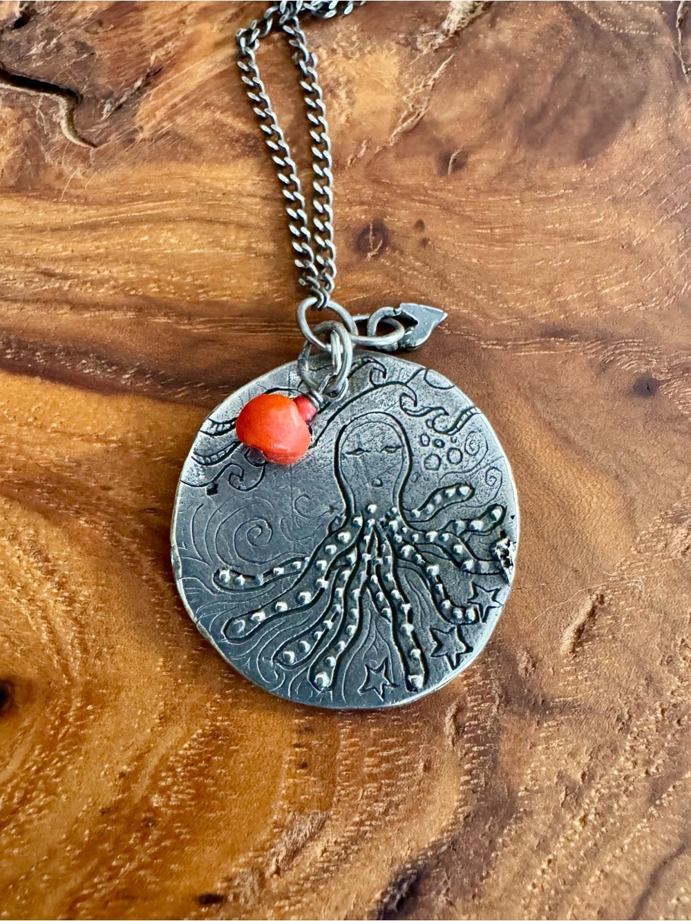 Jes Maharry Sterling Silver Octopus Bliss Pendant Necklace, Red and Heart Charms